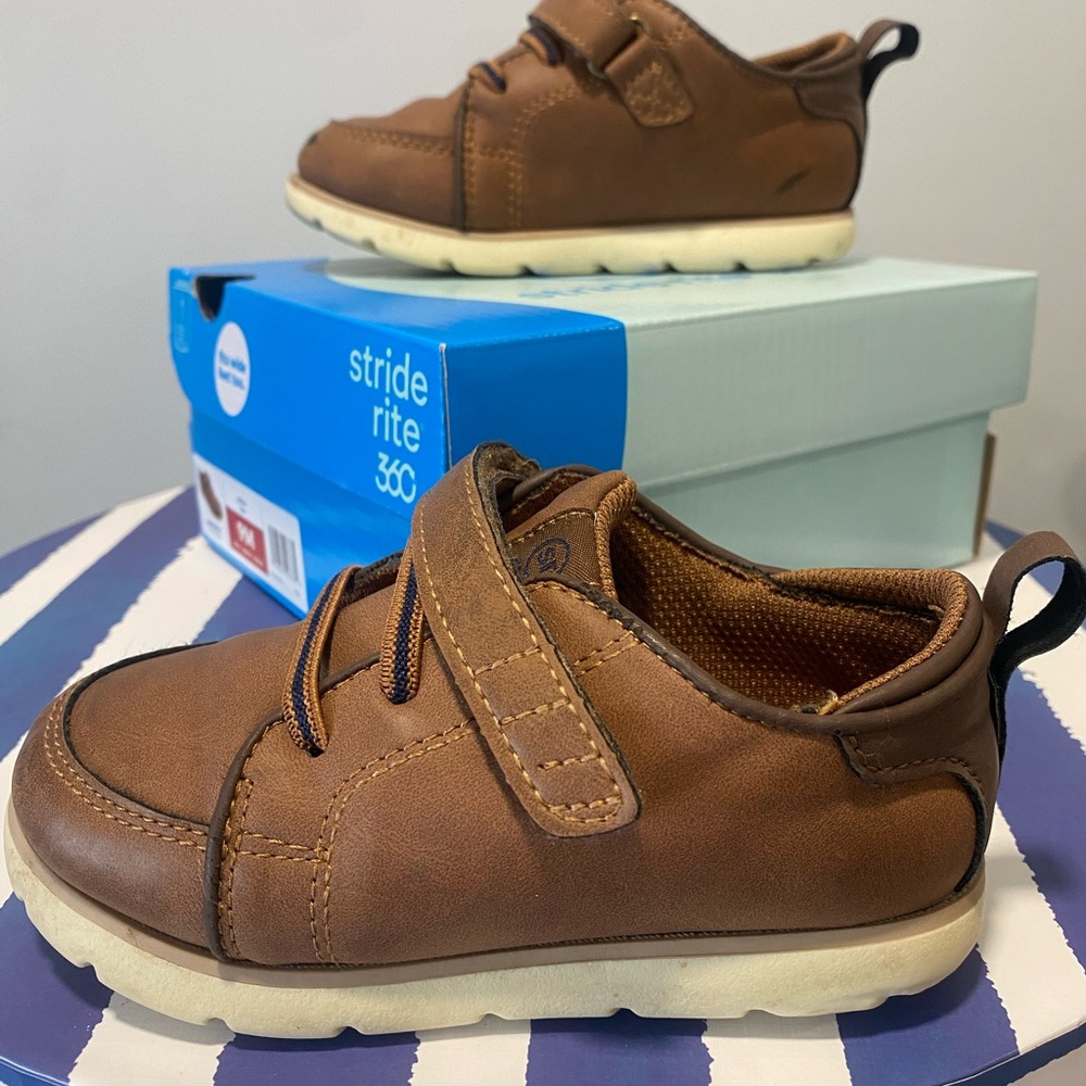 Stride Rite Brown Sneakers with Velcro Strap and Chunky Sole